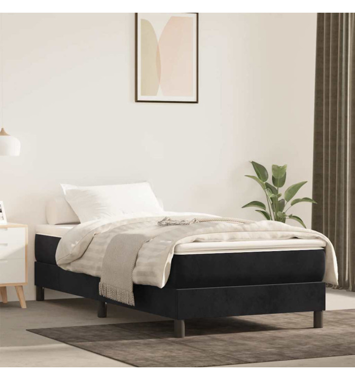 Matelas de lit à ressorts ensachés noir 100x220x20 cm velours | Mobilier & Déco