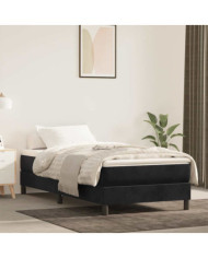 Matelas de lit à ressorts ensachés noir 100x220x20 cm velours | Mobilier & Déco