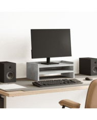 Support de moniteur gris béton 42x24x16 cm bois d'ingénierie | Mobilier & Déco