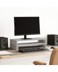 Support de moniteur gris béton 54x22x15 cm bois d'ingénierie | Mobilier & Déco