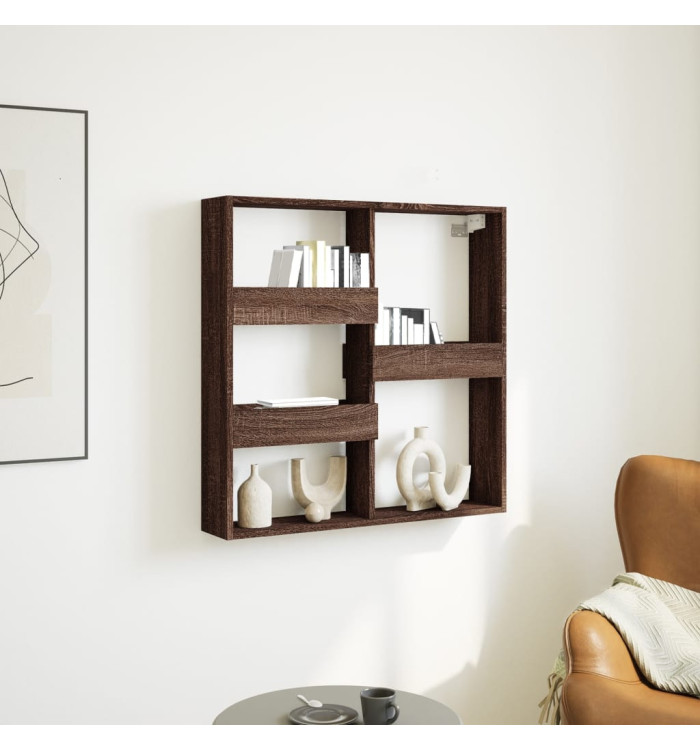 Armoire murale chêne marron 80x15x80 cm bois d'ingénierie | Mobilier & Déco