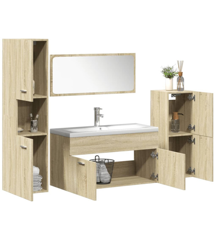 Ensemble de meubles de salle de bain 5 pcs chêne sonoma | Mobilier & Déco