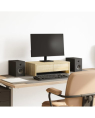 Support de moniteur avec tiroirs chêne sonoma bois d'ingénierie | Mobilier & Déco