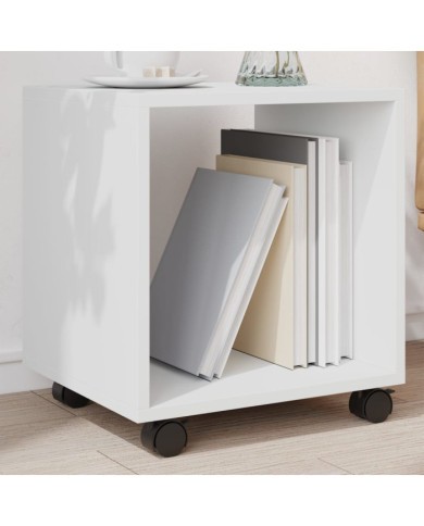 Armoire à roulettes blanc 37x33x42,5 cm bois d’ingénierie | Mobilier & Déco