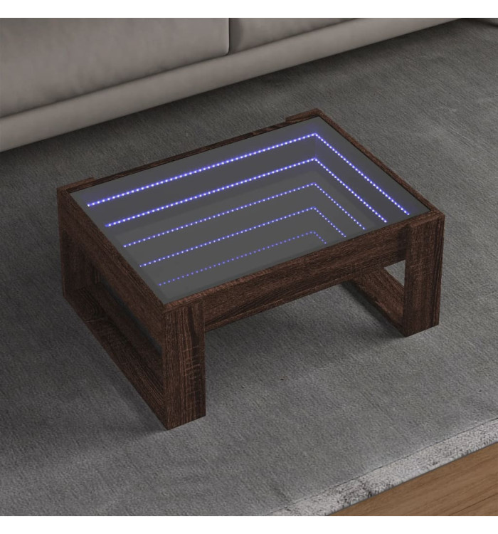 Table basse avec LED infini chêne marron 70x53x30 cm | Mobilier & Déco