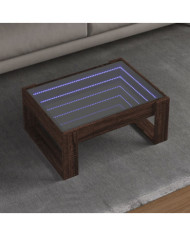 Table basse avec LED infini chêne marron 70x53x30 cm | Mobilier & Déco
