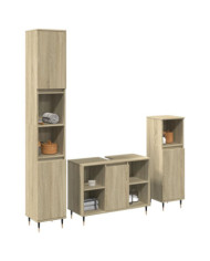 Ensemble de meubles de salle de bain 3 pcs chêne sonoma | Mobilier & Déco