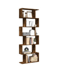 Étagère séparatrice de pièce à 6 niveaux chêne fumé 70x24x193cm | Mobilier & Déco