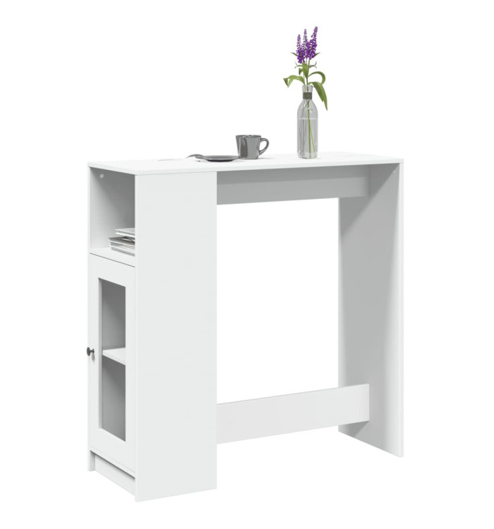 Table de bar avec étagères blanc bois d'ingénierie | Mobilier & Déco