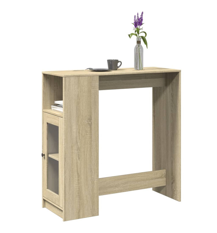 Table de bar avec étagères chêne sonoma bois d'ingénierie | Mobilier & Déco