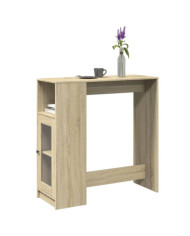 Table de bar avec étagères chêne sonoma bois d'ingénierie | Mobilier & Déco