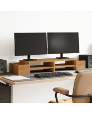 Support de moniteur avec rangement chêne artisanal 100x27x15 cm | Mobilier & Déco