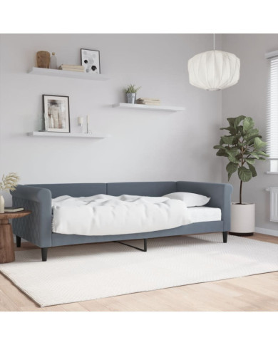 Lit de jour avec matelas gris foncé 90x200 cm velours | Mobilier & Déco