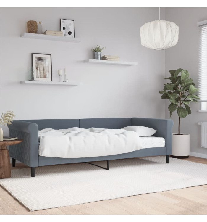 Lit de jour avec matelas gris foncé 90x200 cm velours | Mobilier & Déco