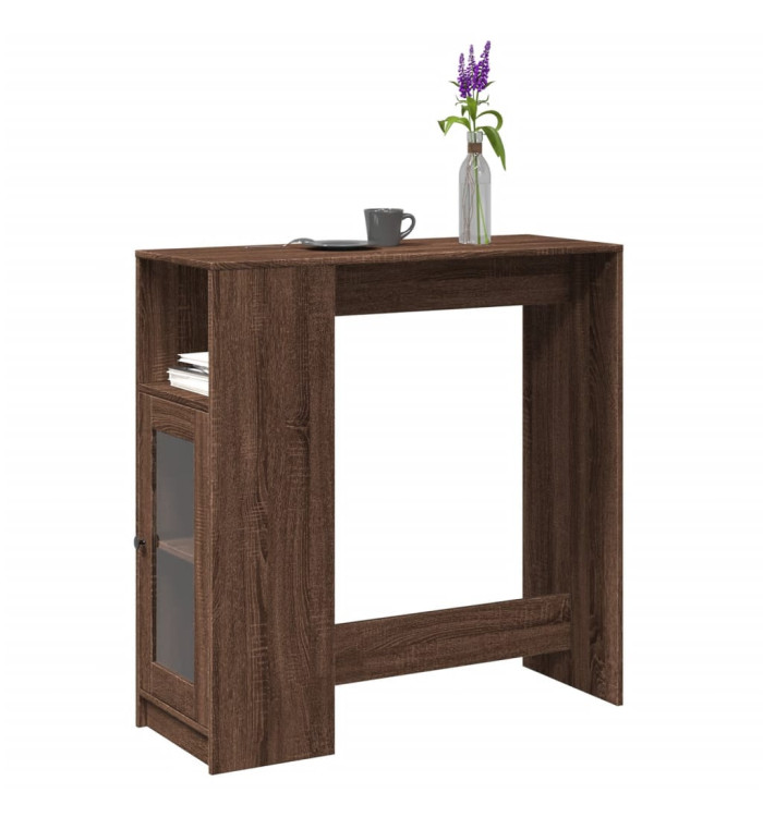 Table de bar avec étagères chêne marron bois d'ingénierie | Mobilier & Déco
