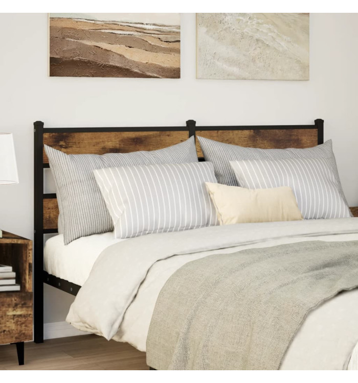 Tête de lit chêne fumé 140 cm fer et bois d'ingénierie | Mobilier & Déco