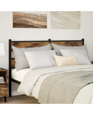 Tête de lit chêne fumé 140 cm fer et bois d'ingénierie | Mobilier & Déco