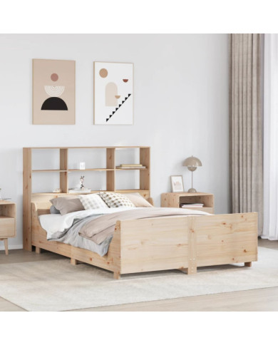 Lit bibliothèque sans matelas 150x200 cm bois massif | Mobilier & Déco