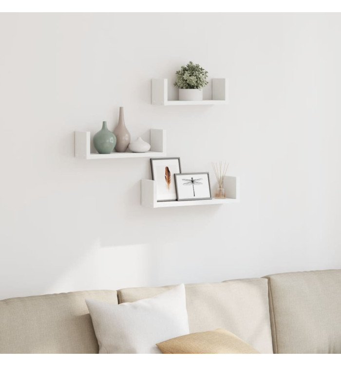 Étagères murales 3 pcs blanc bois d'ingénierie | Mobilier & Déco