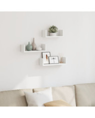 Étagères murales 3 pcs blanc bois d'ingénierie | Mobilier & Déco