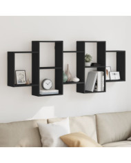 Étagère murale noir 159x18x65 cm bois d'ingénierie | Mobilier & Déco