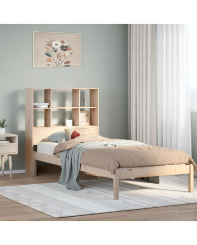 Lit bibliothèque sans matelas 100x200 cm bois massif de pin | Mobilier & Déco