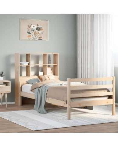 Lit bibliothèque sans matelas 100x200 cm bois massif de pin | Mobilier & Déco