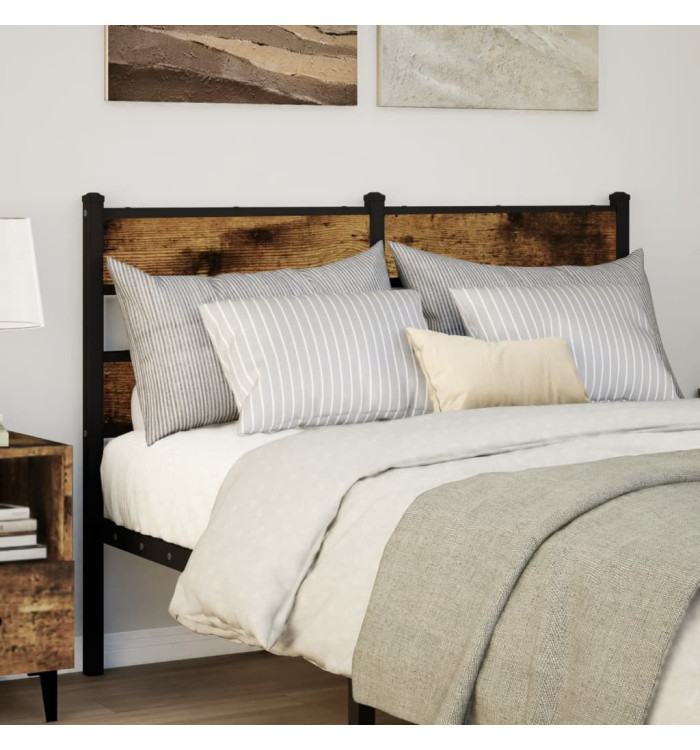 Tête de lit chêne fumé 120 cm fer et bois d'ingénierie | Mobilier & Déco