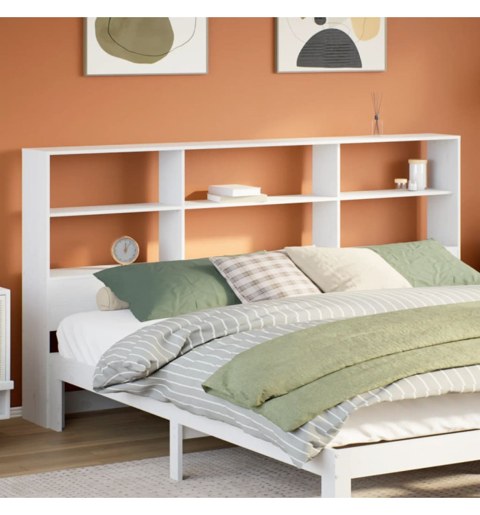 Tête de lit avec rangement blanc 180 cm bois massif de pin | Mobilier & Déco