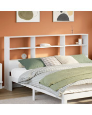 Tête de lit avec rangement blanc 180 cm bois massif de pin | Mobilier & Déco