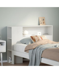 Tête de lit avec rangement blanc 75 cm bois massif de pin | Mobilier & Déco