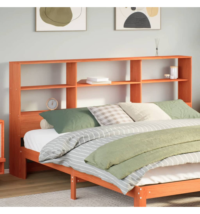 Tête de lit avec rangement cire marron 200cm bois massif de pin | Mobilier & Déco