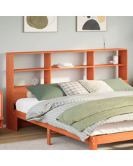 Tête de lit avec rangement cire marron 200cm bois massif de pin | Mobilier & Déco