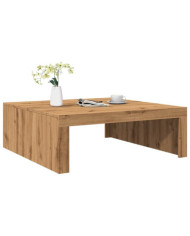 Table basse chêne artisanal 100x100x35 cm bois d'ingénierie | Mobilier & Déco