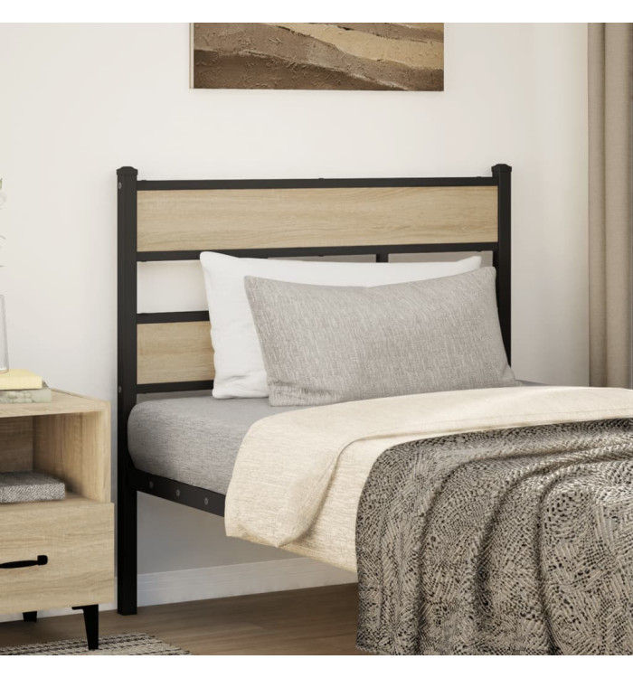 Tête de lit chêne sonoma 80 cm fer et bois d’ingénierie | Mobilier & Déco