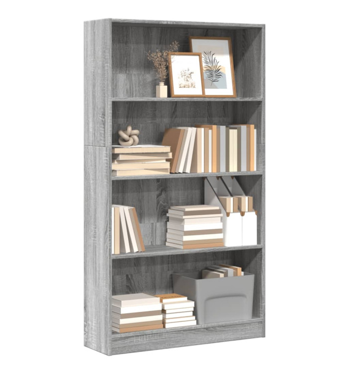 Bibliothèque sonoma gris 80x24x143 cm bois d'ingénierie | Mobilier & Déco