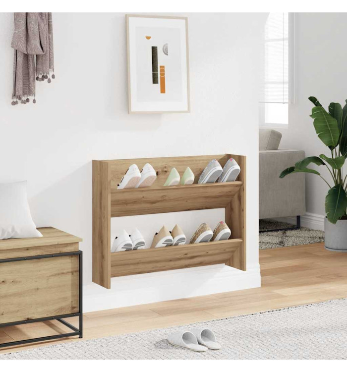 Armoire à chaussures murale chêne artisanal bois d'ingénierie | Mobilier & Déco