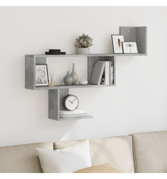 Étagère murale gris béton 100x15x70 cm bois d'ingénierie | Mobilier & Déco