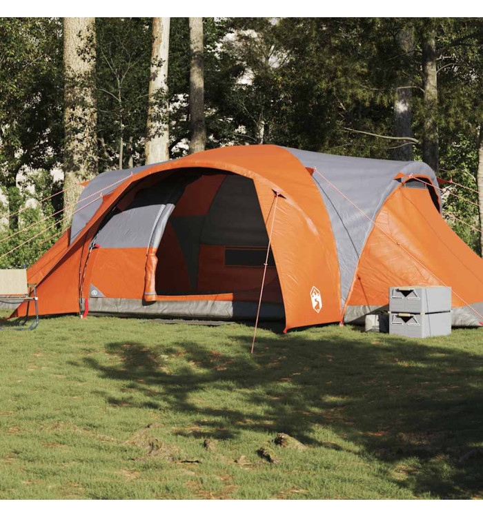 Tente familiale à dôme 6 personnes gris et orange imperméable | Mobilier & Déco