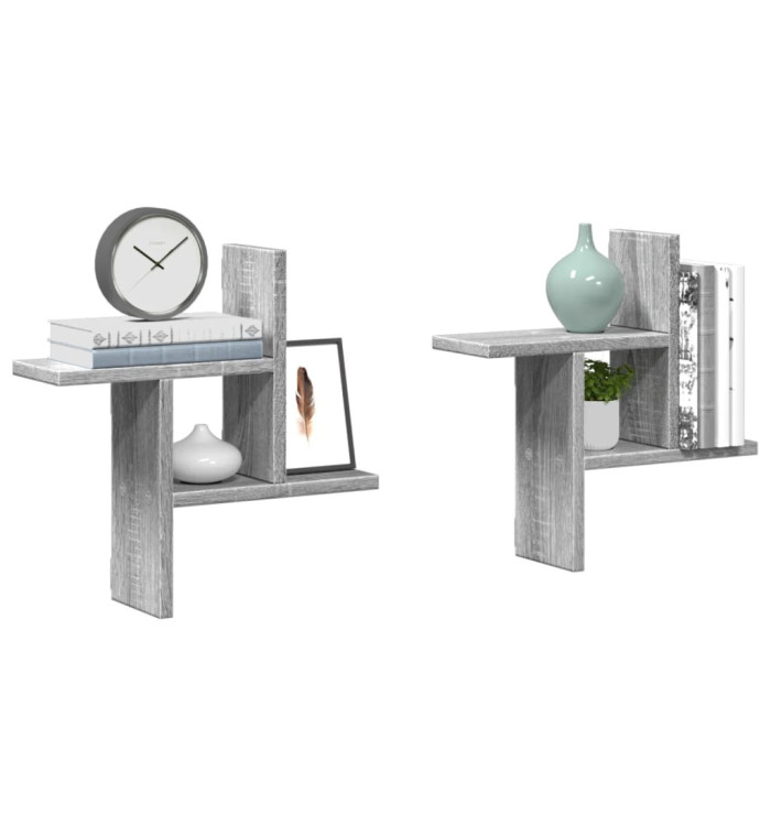 Étagères murales 2pcs sonoma gris 38x12x38 cm bois d’ingénierie | Mobilier & Déco