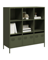 Buffet haut vert olive 101,5x39x103,5 cm acier | Mobilier & Déco