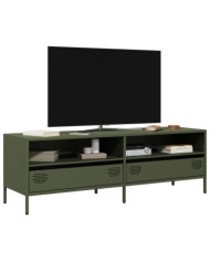 Meuble TV vert olive 135x39x43,5 cm acier laminé à froid | Mobilier & Déco