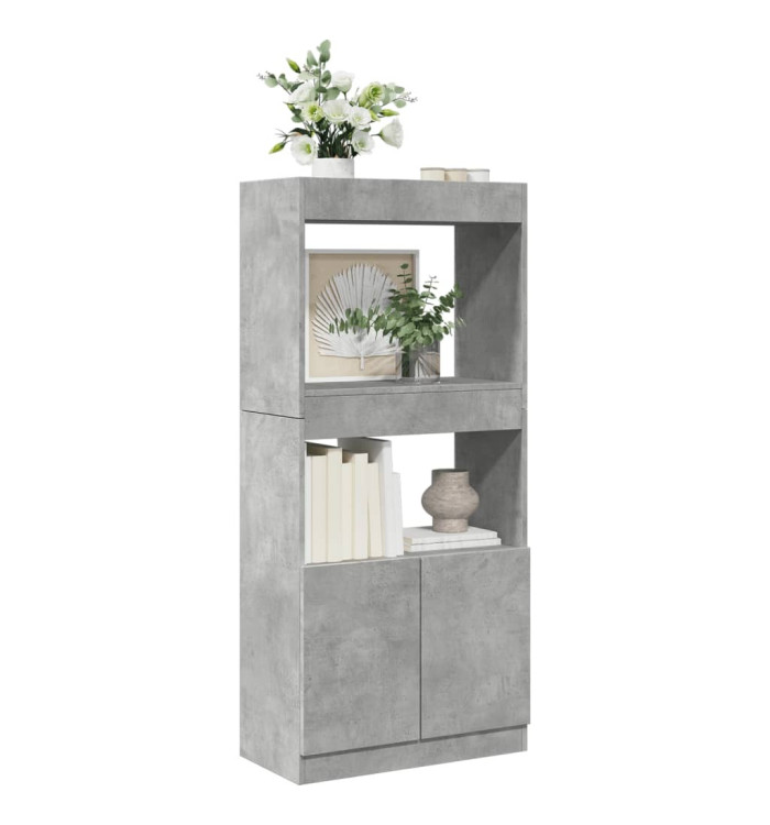 Buffet haut gris béton 63x33x140 cm bois d'ingénierie | Mobilier & Déco