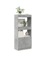 Buffet haut gris béton 63x33x140 cm bois d'ingénierie | Mobilier & Déco