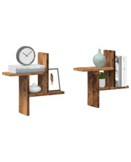 Étagères murales 2 pcs vieux bois 38x12x38 cm bois d'ingénierie | Mobilier & Déco