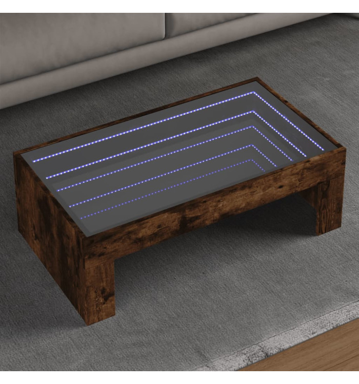 Table basse avec LED infini chêne fumé 90x50x30 cm | Mobilier & Déco