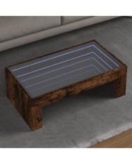 Table basse avec LED infini chêne fumé 90x50x30 cm | Mobilier & Déco