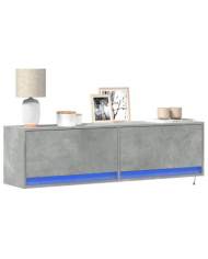 Meuble TV mural avec lumières LED gris béton 140x31x38 cm | Mobilier & Déco