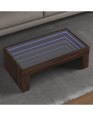 Table basse avec LED infini chêne marron 90x50x30 cm | Mobilier & Déco