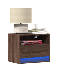 Tables de chevet murales avec lumières LED 2 pcs chêne marron | Mobilier & Déco
